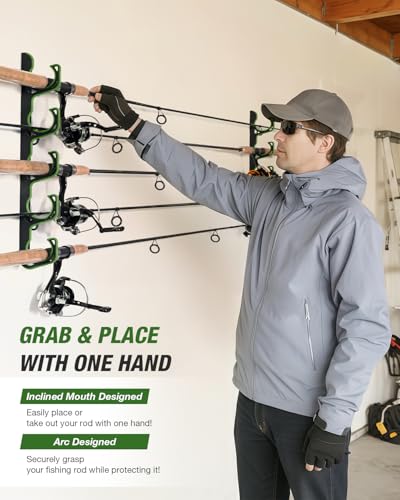 Fishing Rod Rack,Wall or Ceiling Mounted Pole Holder Garage - Image 7