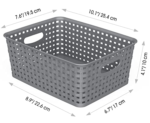 WYT Weave Storage Organizer Baskets, Grey 6-Pack Plastic Woven - Image 3