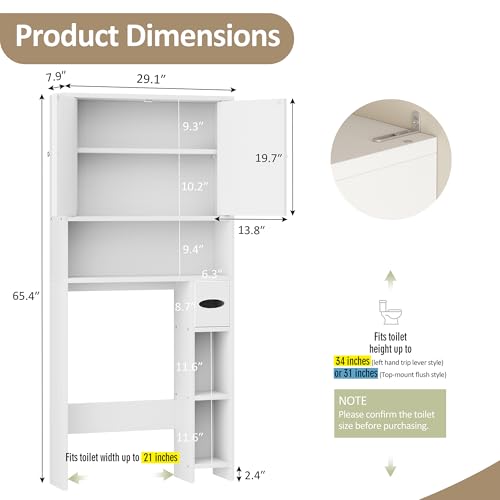 Bathroom Storage Cabinet Over Toilet with Toilet Paper - Image 3
