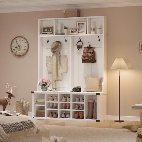 Large Hall Tree with Bench and Shoe Storage, 51" | Home Organization - Image 6