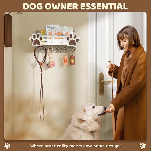 MTERSN Dog Leash Holder for Wall with Wall Shelf for Dog - Image 4