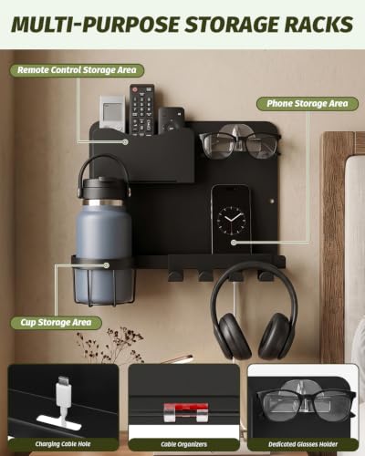 Bedside Wall Organizer, Metal Floating Bedside Shelf | All Products - Image 5