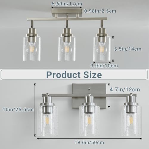 LOUSACE 3-Light Brushed Nickel Track Lighting, Modern Flush Mount - Image 5