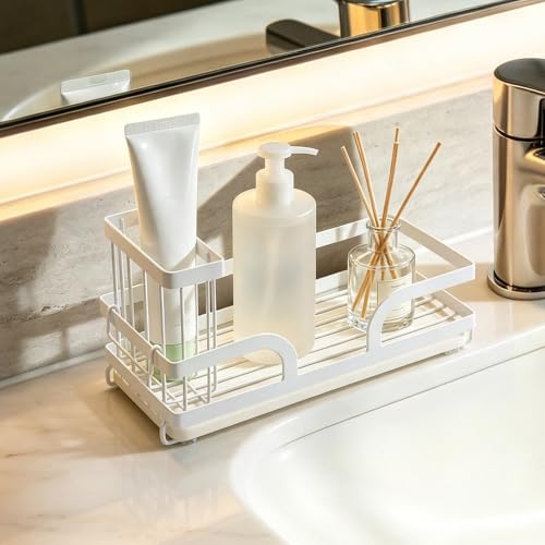 Sponge Holder For Kitchen Sink Caddy With Stone Drying Tray White - Image 5