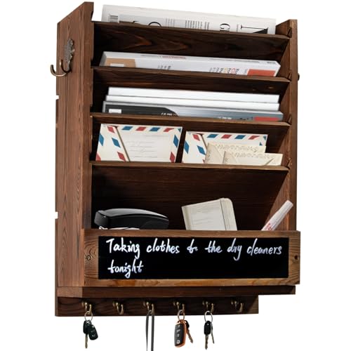 Wall Mail Organizer, Rustic Key and Mail File Holder - Image 2