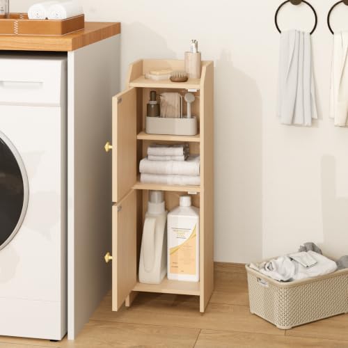 Rattan Narrow Bathroom Storage Cabinet, 7.9''D x 9.8''W x 29.5''H - Image 6