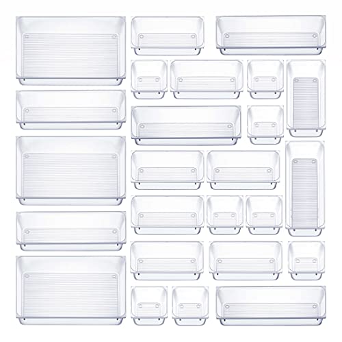 Seseno 25 PCS Clear Plastic Drawer Organizers Set, 4-Size - Image 2