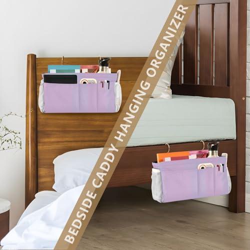 YETTASBIN Purple Bedside Caddy Hanging Storage Organizer - Image 8
