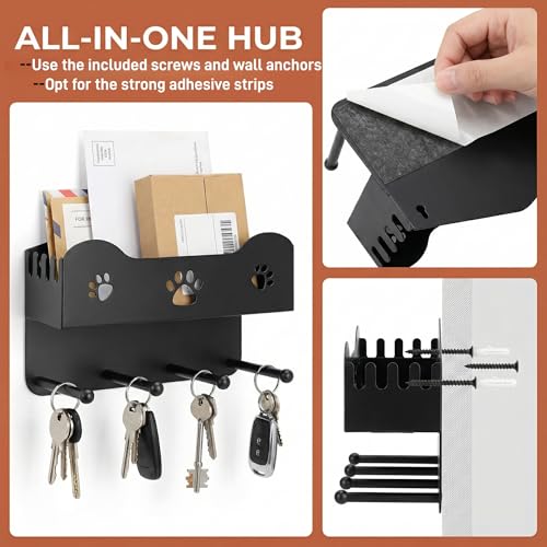 Dog Leash Holder for Wall, Dog Accessories Organizer with 4 Hook - Image 6