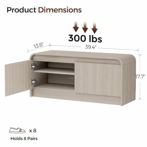 Modern Curved Entryway Shoe Storage Bench - Image 3
