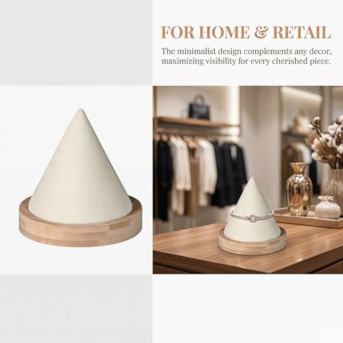 Beige Wooden Cone Bracelet Display Stand Holder for Bangle, Watch - Image 5