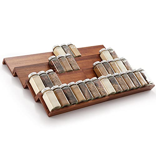 Tinamo Acacia Wood 4-Tier Spice Rack Organizer for Cabinet, Pack - Image 7