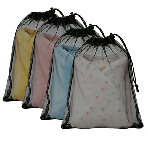 4 Pack Mesh Travel Laundry Bag 16" x 20"Extra Large Dirty Clothes - Image 2