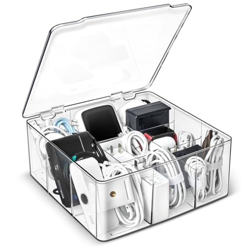 Charger and Cable Organizer Box with 10 Wire Ties, Adapter - Image 2