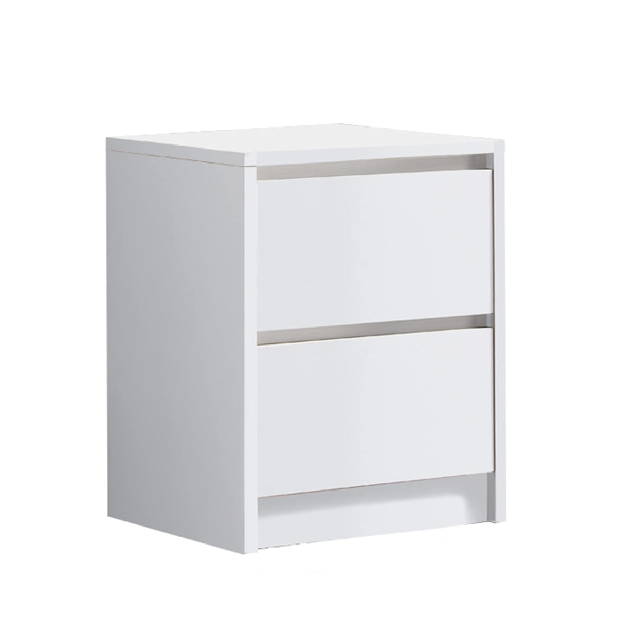 White Bedside Table Modern Simple Nightstand with 2 Storage - Image 1