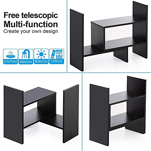 Sorfity Desktop Bookshelf Desk Storage Organizer Adjustable Wood - Image 4