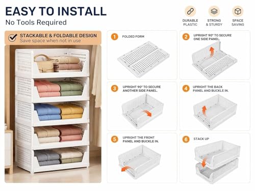 5 Pack Stackable Closet Storage Basket - Stackable Storage - Image 6