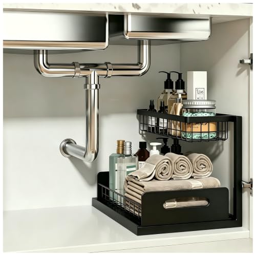 Upgraded Under Sink Organizer, 2 Tier Pull Out Kitchen Cabinet - Image 2