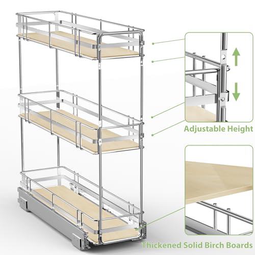 ROOMTEC 3-Tier Pull Out Cabinet Organizer Spice Rack for Narrow - Image 6