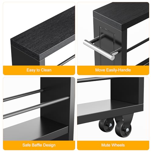 KLM Rolling Storage Cart 4-Tier Black Kitchen Cart with Wheels - Image 6