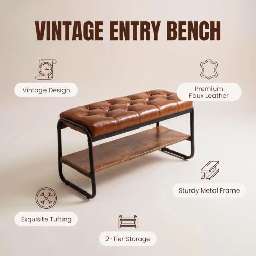 Forteek 32'' Tufted Shoe Bench, Entryway Bench with Shoe - Image 5
