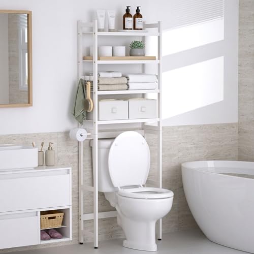 Homde Bathroom Over Toilet Storage Rack: Adjustable 4-Tier - Image 3