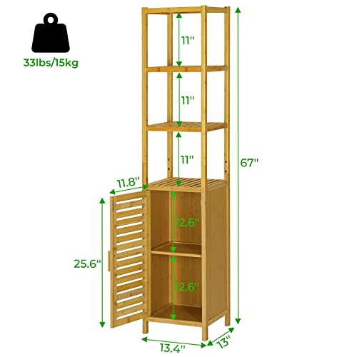 VIAGDO Storage Tall Slim Cabinet with Shutter Door and 3 Tier - Image 4