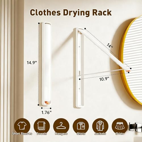 Clothes Drying Rack, Laundry Room Wall Mounted Retractable - Image 4