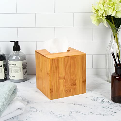 Bamboo Square Tissue Box Cover Holder Case Cover Holder Box - Image 4