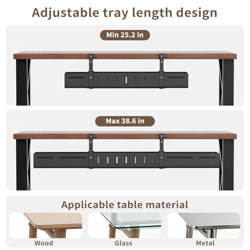 Under Desk Cable Management Tray, Expandable 25.2"–38.6" - Image 4