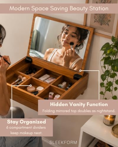 Sleekform Small Vanity Desk with Mirror & Chair, 18 x 20 Inch - Image 5