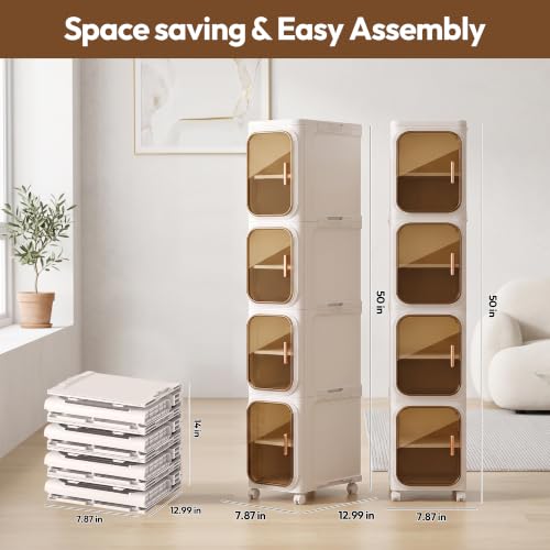 BGYMF Narrow Slim Bathroom Storage Cabinet,Foldable and Movable - Image 3