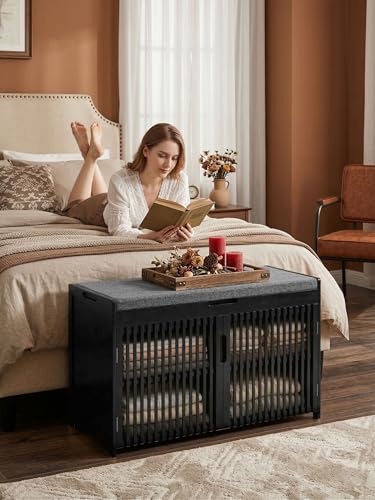 Shoe Storage Bench with Cushion, 2-Tier Bamboo Shoe Rack - Image 8