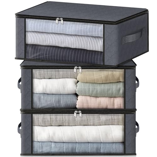 HomeHacks 3-Pack Clothes Organizer Storage Bags, 35L Storage Bins - Image 2