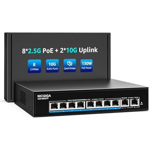 8 Port 2.5Gb PoE (130W) + 2 Port 10Gb RJ45 Network Switch - Image 2