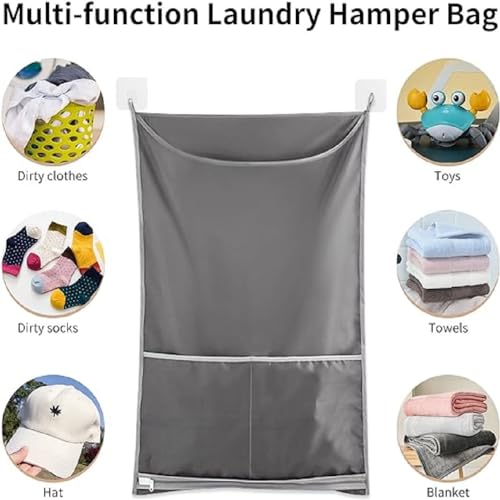 Gray Hanging Laundry Hamper, Over The Door Organizer Bag for Cozy - Image 4