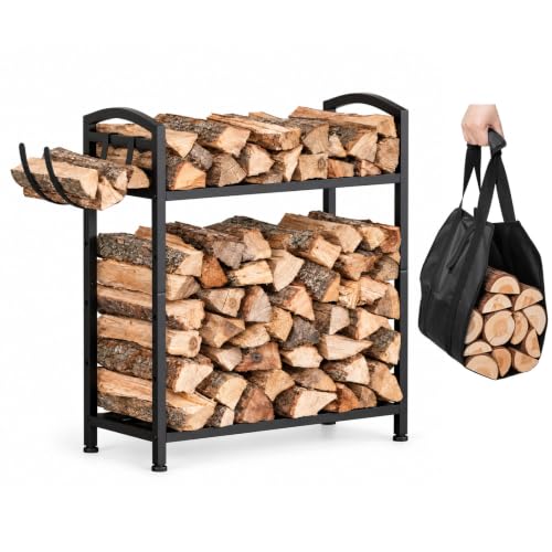 Homde Sturdy Firewood Rack Indoor: 23.8" Metal Fire Wood - Image 2