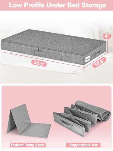 4-In Low Profile Under Bed Storage, Rigid Structure, 2 Pack, Gray - Image 4