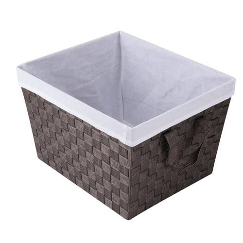 Whitmor Woven Strap Storage Tote Basket with Liner - Espresso - Image 2