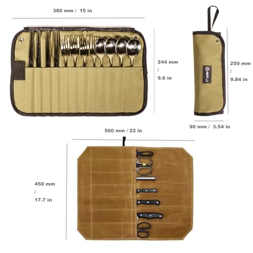 2-Pack Canvas Chef Knife Roll Bag | Portable Camping Utensil Bag - Image 4
