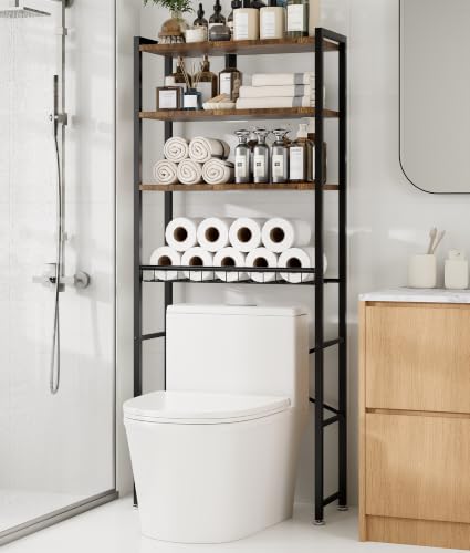 4-Tier Over-the-Toilet Storage Rack with One-Piece Wooden - Image 2