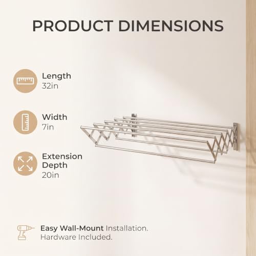 HILLHOUSE Wall Mounted Drying Rack Foldable Accordion - Image 3