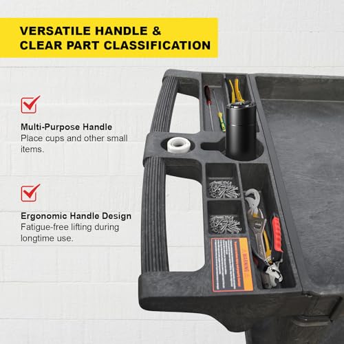 Utility Service Cart, 2-Shelf 500LBS Heavy Duty Plastic Rolling - Image 8
