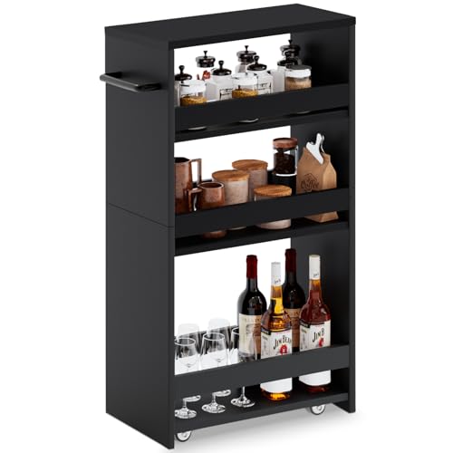 MARTY Slim Rolling Storage Cart, Wood Utility Kitche | All Products - Image 2