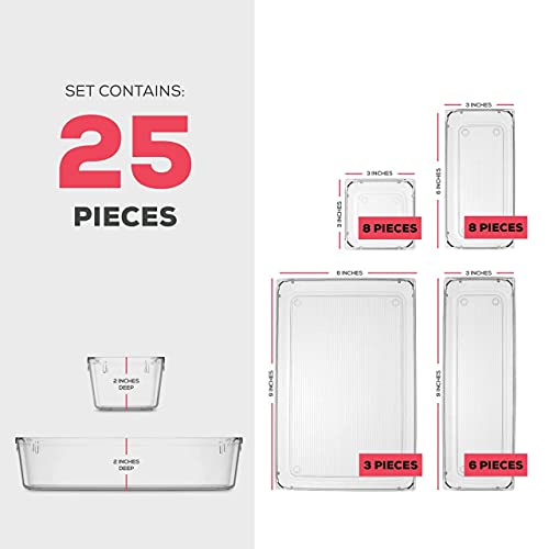 Seseno 25 PCS Clear Plastic Drawer Organizers Set, 4-Size - Image 3