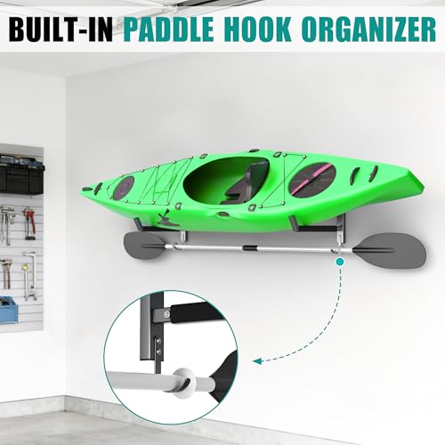 Wall Mounted Kayak Storage Rack, Kayak Holder with Paddle Hooks - Image 6