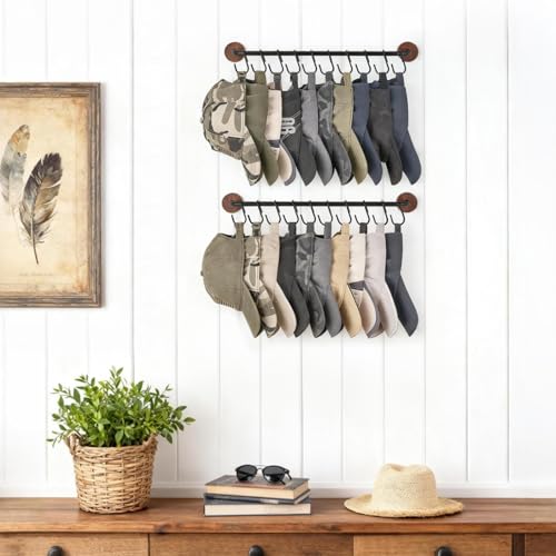 Mkono Hat Organizer, Metal Hat Rack for Wall Storage - Image 3
