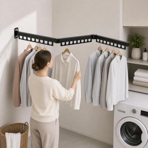 Retractable Wall Mounted Clothes Drying Rack, Rustproof - Image 3