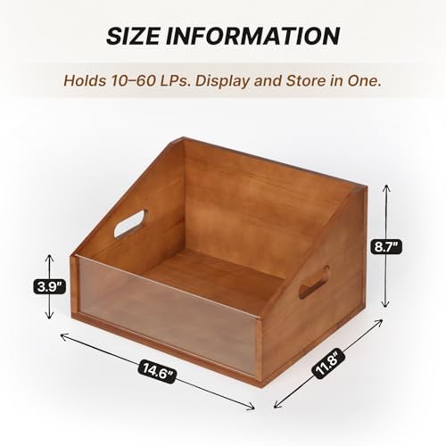 Vinyl Record Storage Crate, Solid Wood Rustic Record Box - Image 3