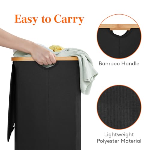 Lifewit 105L Large Laundry Basket with Lid, Removable Bags, Black - Image 7